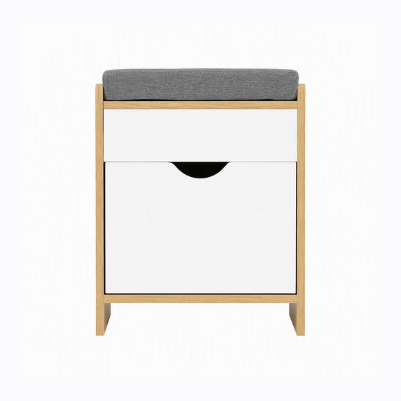 Artiss Storage Ottoman with Drawer 100kg Capacity Footrest Cushion Pine