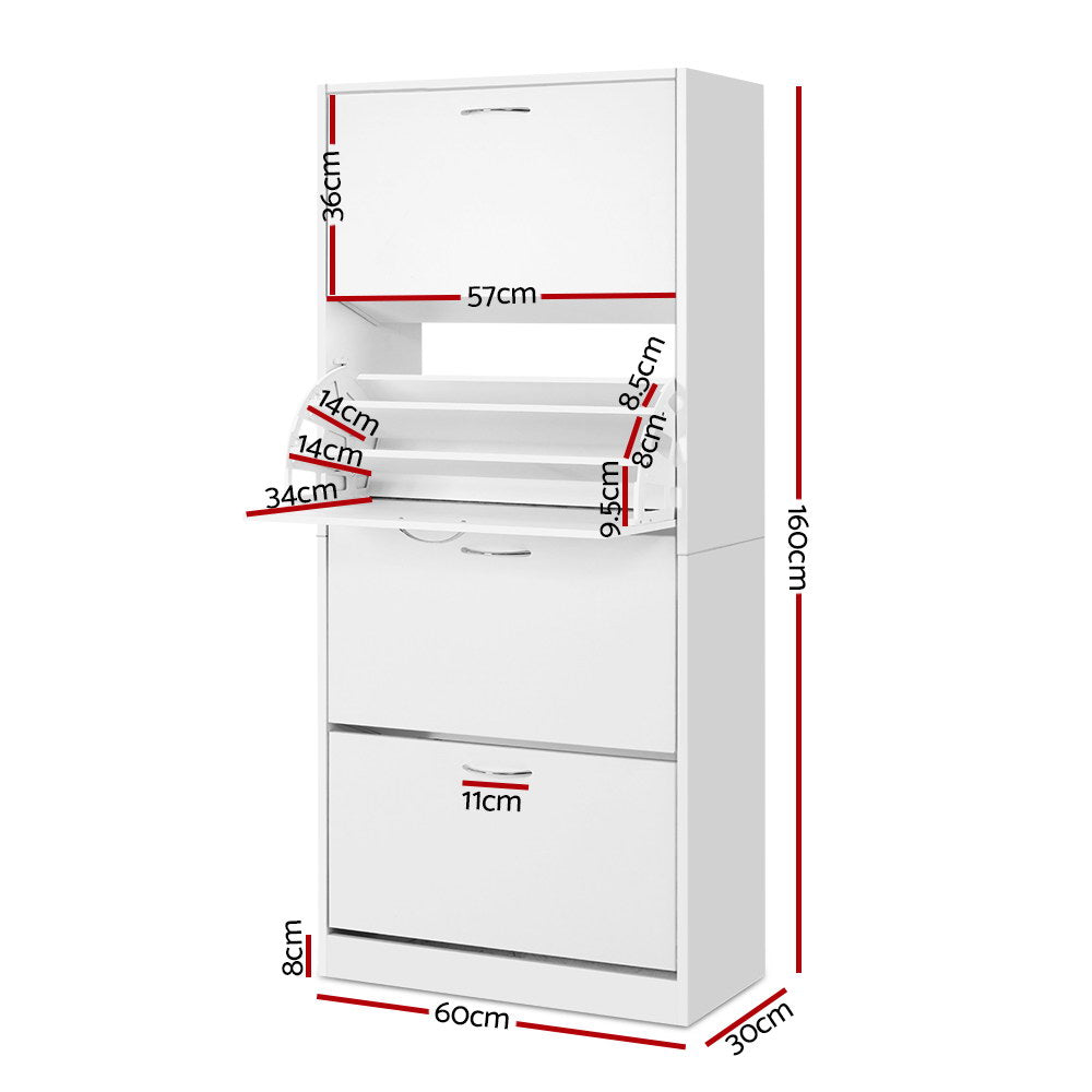 Artiss Shoe Rack Cabinet 60 Pairs 4 Doors - White