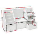 Keezi Kids Bookshelf Storage Organiser Toy Box Drawer Bench Seat Cabinet White-3