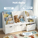 Keezi Kids Bookshelf Storage Organiser Toy Box Drawer Bench Seat Cabinet White-6