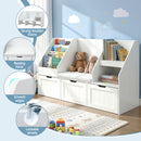 Keezi Kids Bookshelf Storage Organiser Toy Box Drawer Bench Seat Cabinet White-7