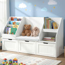 Keezi Kids Bookshelf Storage Organiser Toy Box Drawer Bench Seat Cabinet White-8