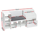 Keezi Kids Storage Unit Bookshelf Toy Box Organiser Bench Seat Cabinet 170cm White-3