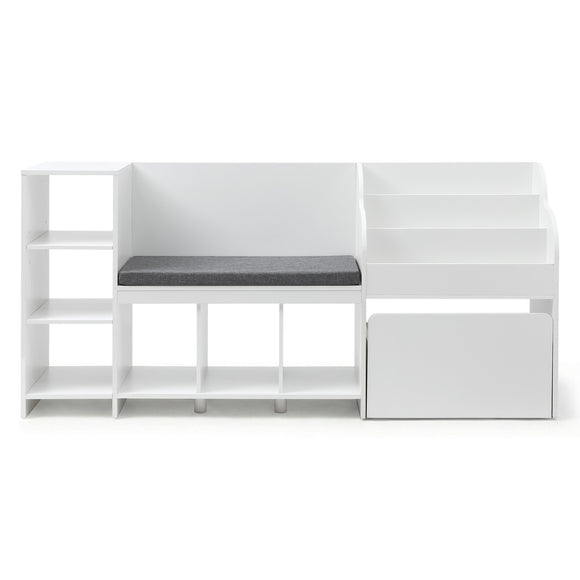 Keezi Kids Storage Unit Bookshelf Toy Box Organiser Bench Seat Cabinet 170cm White