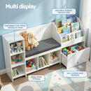 Keezi Kids Storage Unit Bookshelf Toy Box Organiser Bench Seat Cabinet 170cm White-6
