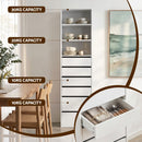 Artiss 2x Chest of 6 Drawers Tallboy Cabinet Adjustable Shelf White-6