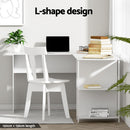 Artiss Computer Desk Shelf L-Shape White 136CM-4
