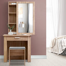 Artiss Dressing Table Stool Set Sliding Mirror Oak Demi-1