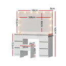 Artiss Dressing Table Vanity Desk Set Stool 12 Led Bulbs White-2