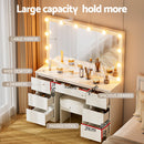 Artiss Dressing Table Vanity Desk Set Stool 12 Led Bulbs White-5