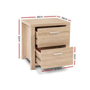 Artiss Bedside Table 2 Drawers - MAXI Pine-3
