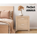Artiss Bedside Table 2 Drawers - MAXI Pine-7