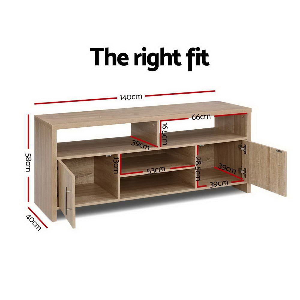 Artiss TV Cabinet Entertainment Unit 140cm Oak Ken - 0