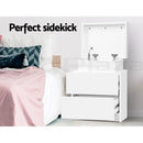 Artiss 2X Bedside Table 2 Drawers Lift-up Storage White-4