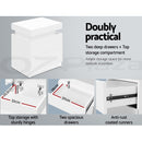 Artiss 2X Bedside Table 2 Drawers Lift-up Storage White-6