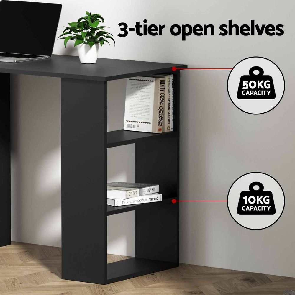 Artiss Computer Desk Drawer Shelf Cabinet Black 120CM