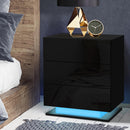 Artiss Bedside Table LED 3 Drawers - MORI Black-7