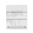 Artiss Bedside Table LED 3 Drawers - MORI White-3