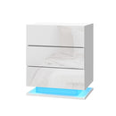 Artiss Bedside Table LED 3 Drawers - MORI White-1