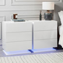 Artiss 2x Bedside Table LED 3 Drawers - MORI White-7