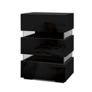 Artiss 2x Bedside Table LED 3 Drawers - LUMI Black-3