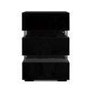 Artiss 2x Bedside Table LED 3 Drawers - LUMI Black-5