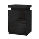 Artiss Bedside Table LED 3 Drawers - COLEY Black-1