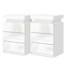 Artiss 2X Bedside Table LED 3 Drawers - COLEY White-1