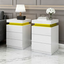 Artiss 2X Bedside Table LED 3 Drawers - COLEY White-7