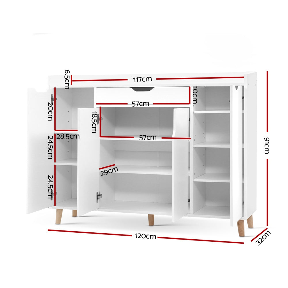 Artiss Shoe Rack Cabinet 26 Pairs Adjustable White Cissy