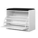 Artiss Shoe Rack Cabinet Bench 15 Pairs White Kyla-7