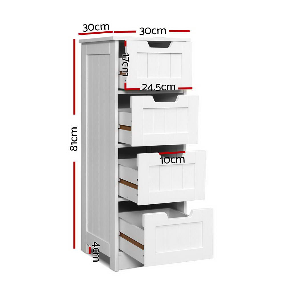 Artiss 4 Chest of Drawers - LEESA White