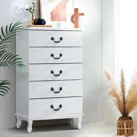 Artiss 5 Chest of Drawers - KUBI White