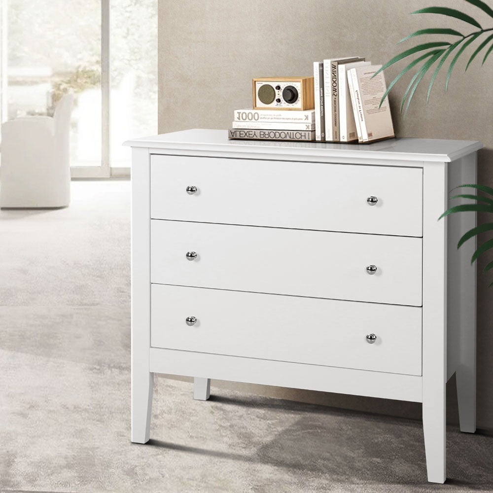 Artiss 3 Chest of Drawers - BRITTANY White