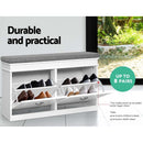 Artiss Shoe Rack Cabinet Bench 8 Pairs White-5