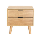 Artiss Bedside Table 2 Drawers - Pine-3