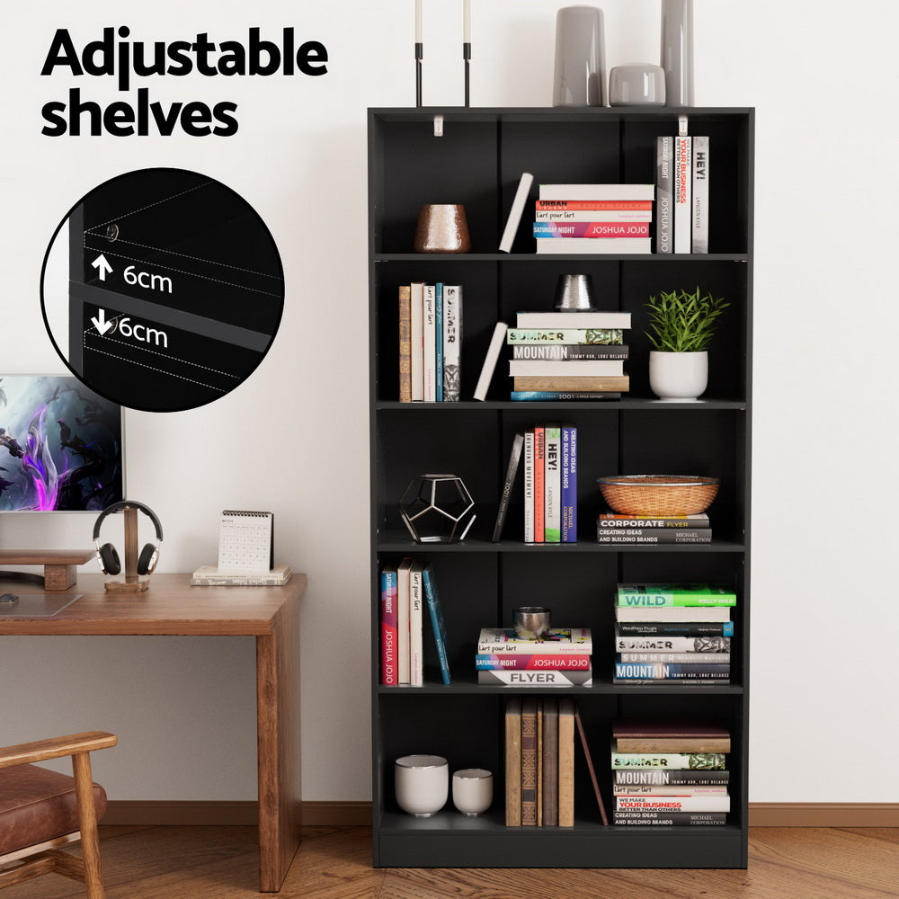 Artiss Bookshelf 5 Tiers ANTON Black