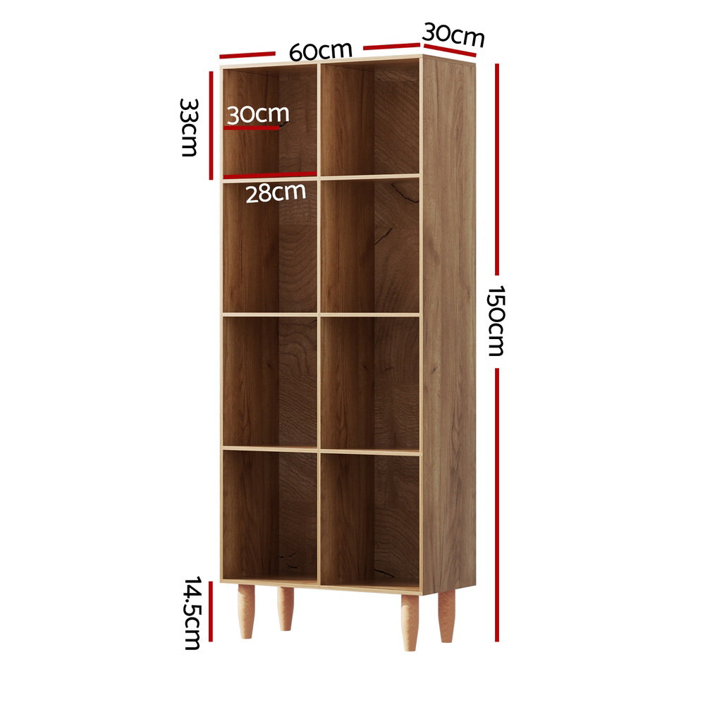 Artiss Bookshelf Bookcase 4 Tiers LEOR Walnut - 0