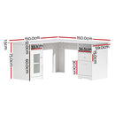 Artiss Computer Desk Shelf Cabinet L-Shape White 150CM-2