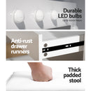 Artiss Dressing Table Set Stool 12 Led Bulbs White-6