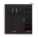 Artiss Shoe Rack Cabinet 21 Pairs Adjustable Shelves Black Clair-4