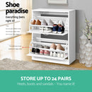 Artiss Shoe Rack Cabinet Adjustable Shelves 24 Pairs White Iris-8