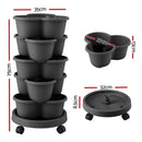 Green Fingers 5 Tier Vertical Garden Planter, Stackable Planters with 4 Wheels, Black, Raised Garden Bed, Garden Tower Indoor Outdoor, Auto Drainage System, for Strawberries, Herbs, Flower, Vegetables-8