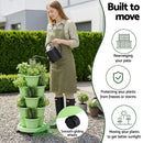 Green Fingers 5 Tier Vertical Garden Planter, Stackable Planters with Wheels, Light Green, Garden Bed, Garden Tower Indoor Outdoor, Auto Drainage System, for Strawberries, Herbs, Flowers, Vegetables-3