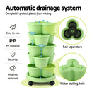 Green Fingers 5 Tier Vertical Garden Planter, Stackable Planters with Wheels, Light Green, Garden Bed, Garden Tower Indoor Outdoor, Auto Drainage System, for Strawberries, Herbs, Flowers, Vegetables-5