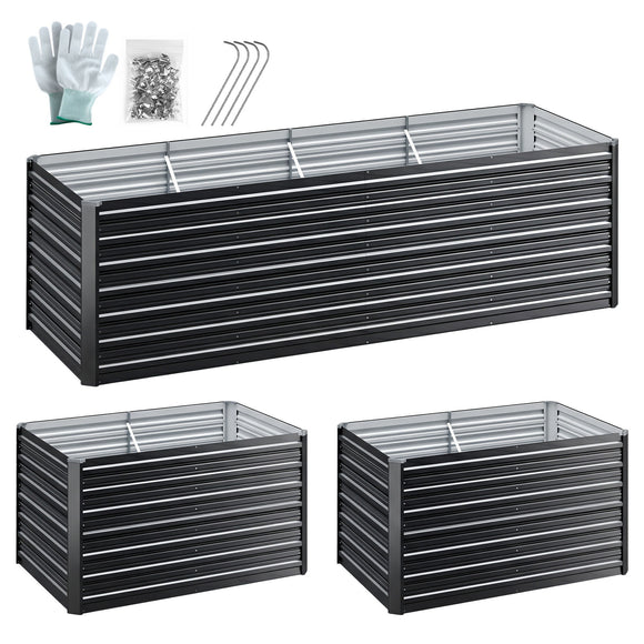 Green Fingers 2-in-1 Raised Garden Bed Kit, 240cm/120cm| 77cm Extra Deep Ergonomic Planter Box | Protect Your Back | Galvanised Steel Vegetable Flower Pot for Outdoor Garden | Includes Gloves & Pegs
