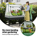 Green Fingers Elevated Metal Garden Bed Kit w Mini Greenhouse Cover 116x60cm Stand-Up Height Trellis-5