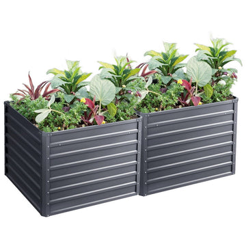 Green Fingers 2x Garden Bed 100x100x77cm Planter Box Raised Container Galvanised - 0