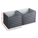 Green Fingers 2x Garden Bed 100x100x77cm Planter Box Raised Container Galvanised-3