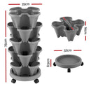 Green Fingers Raised Garden Bed 5 Tier Vertical Garden Grey Strawberry Stackable Planters Herbs Petunias-2